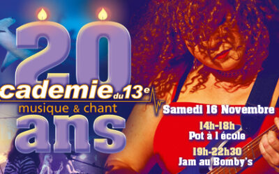 Samedi 16 novembre, Fête des 20 ans de l’école & Jam Session !